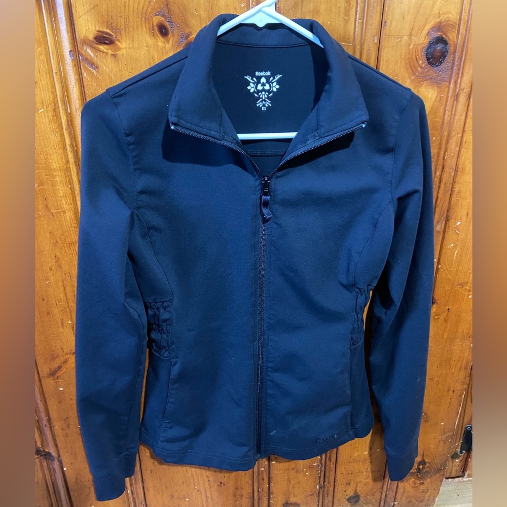 Reebok Stretch Zip up Hoodie Black Womens Medium